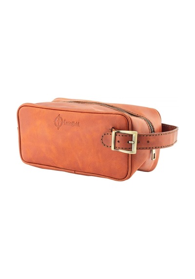 Twingold Kişiye Özel Deri Dopp Kit Kişisel Bakım Ve Seyehat Çantası - Tobacco Çok Renkli
