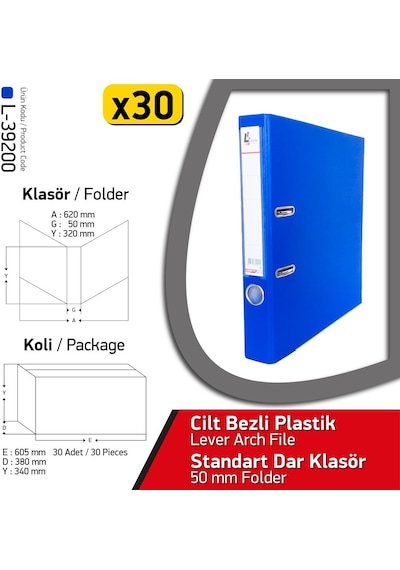 Laçin Klasör Dar 30 Adet 1 Koli Mavi
