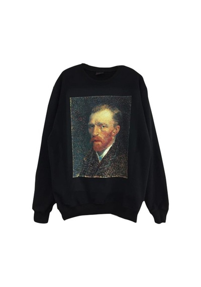 Vıncent Van Gogh Baskılı Sweatshirt Siyah