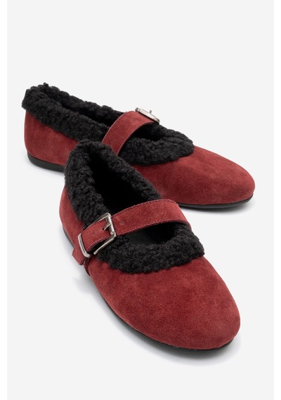 Luvishoes Luvi Shoes Guın Bordo Süet Hakiki Deri Peluş Detaylı Kemerli Kadın Babet Ayakkabı Bordo Luvishoes Luvi Shoes Guın Bordo Süet Hakiki Deri Peluş Detaylı Kemerli Kadın Babet Ayakkabı Bordo