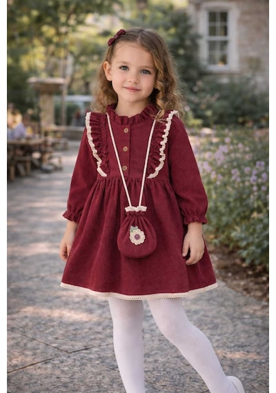 Nehirim Kids Kız Çocuk Çantalı Ve Dantelli Uzun Kollu Mevsimlik Mürdüm Salopet Elbise 2-3-4-5 Yaş Bordo Nehirim Kids Kız Çocuk Çantalı Ve Dantelli Uzun Kollu Mevsimlik Mürdüm Salopet Elbise 2-3-4-5 Yaş Bordo
