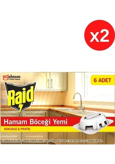 Raid Hamam Böceği Yemi 6 Lı Her Tablet İle 3 Ay Koruma 2 Adet