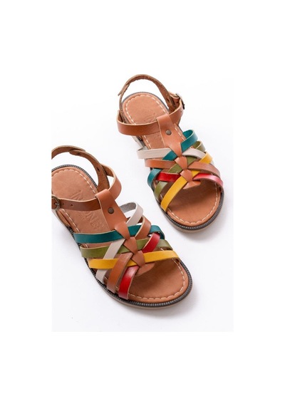 Alemdarshop 205-208 Multi Hakiki Deri Ortopedik Taban Kadın Sandalet