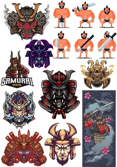 Samurai Sticker Set-10 13 Parça Telefon, Tablet, Defter, Laptop Sticker