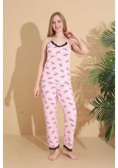 Street Beauty 01130 Milan İp Askılı Pijama Takım Pembe