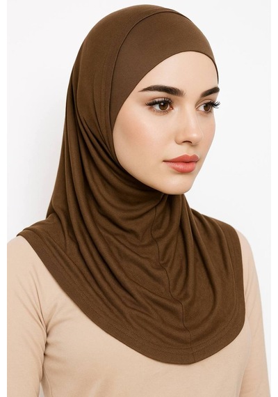 Aldaıyr Hijab 2 Parça Likra Kumaş Açık Kahverengi