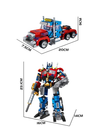 8in2 Dönüşebilen Robot Ve Optimus Savaşçı Blok Seti - 725 Parça
