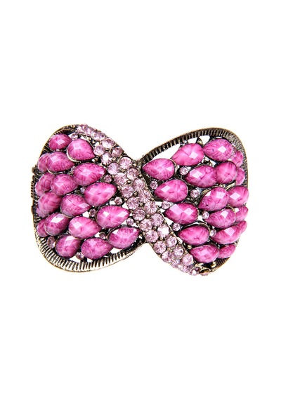Tblk02714 Pembe Taşlı Döküm Metal Papyon Model Kadın Bilezik 2703-2725 Çok Renkli