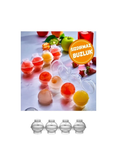 Pratik 4'lü Sızdırmaz Küre Buz Kalıbı Top Buz Kalıbı Kokteyl Sunum Kalıbı Plastik Diğer