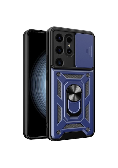 Samsung Galaxy Uyumlu , S24 Ultra Kılıf Pars Lens Yüzüklü Silikon - Lacivert