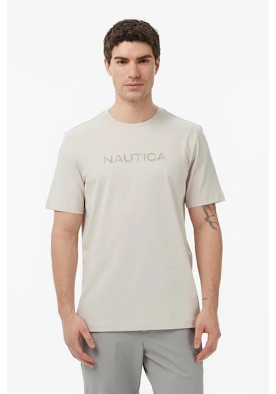 Nautica Erkek Bej Regular Fit Baskılı T-shirt-14489