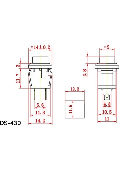 Ic-180k-0 Kare Buton Kırmızı Yaylı Ters Ds-430