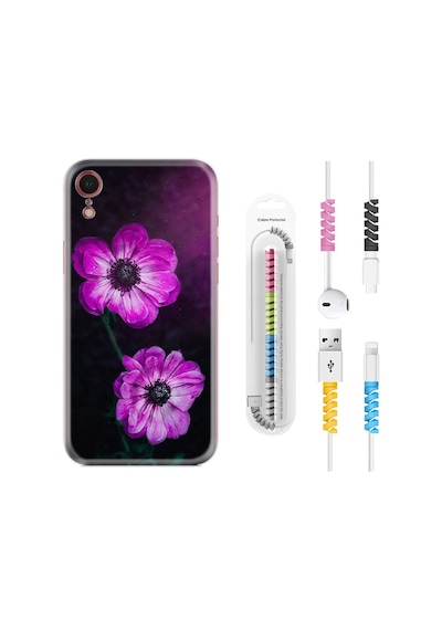 Apple Uyumlu iPhone XR Kılıf Kablo Koruyuculu Çiçekler 1869