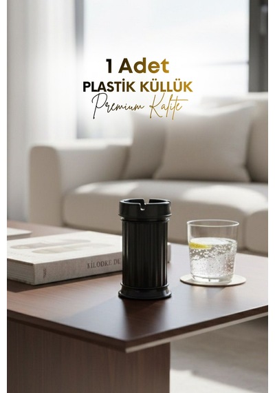 Grimorlife 1 Adet Siyah Çizgili Dekoratif Plastik Kokusuz Yanmaz Küllük Kül Tablası