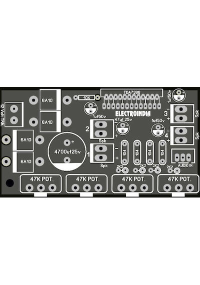 4X40 Watt 4 Kanal Amfi Ses Devre Kartı Yeşil