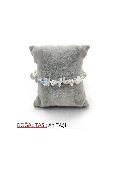 Kırık Doğal Taş Ayarlanbilir Bileklik Beyaz