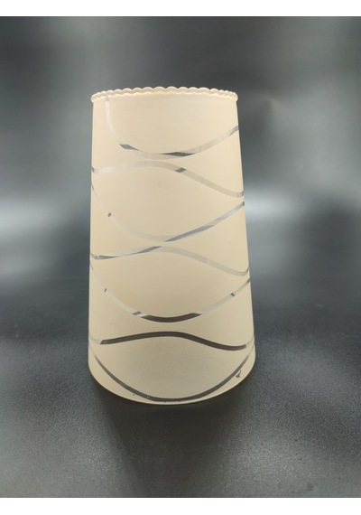 Elvan Avize Camı.somon Renkli.suyolu Desenli.konik. E.27 Somon