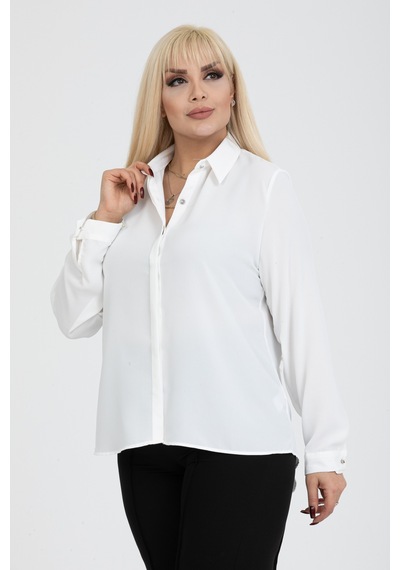 Pera Moda Jessica Büyük Beden Gömlek Beyaz