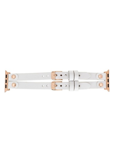Apple Watch Uyumlu Deri Kordon Ely Double Tour F3 Beyaz