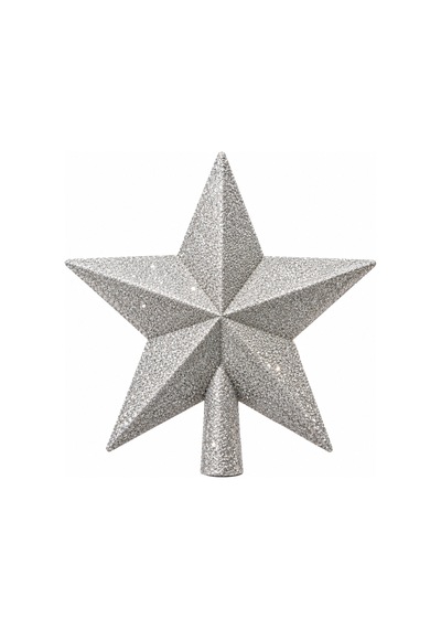 Bakgelal Lüks Yılbaşı Çam Ağacı Tepeliği - 15x15 Cm Işıltılı Simli Gümüş Silver Yıldız Ağaç Süsü - 9000034886107 Diğer