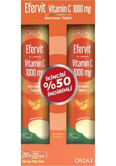 Orzax Ocean Efervit Vitamin C 1000 Mg 20 Efervesan Tablet + 20 Tablet - İkincisi %50 İndirimli