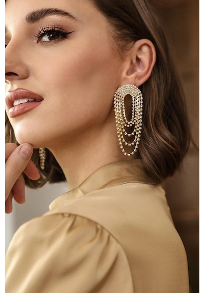 Fenomen Sallantılı Gold Küpe Sarı