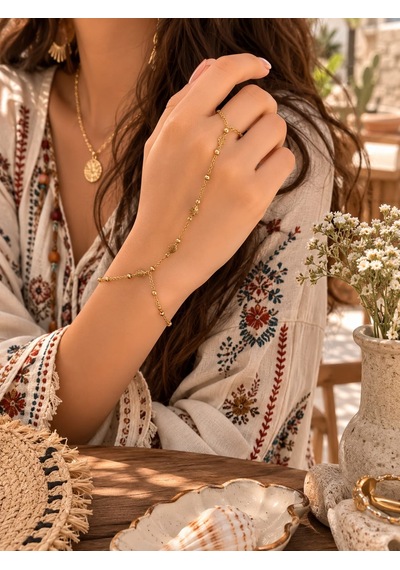 Aurelia Grace Hand Chain Bracelet Minimal Detaylı Şık Şahmeran Bileklik Çok Renkli