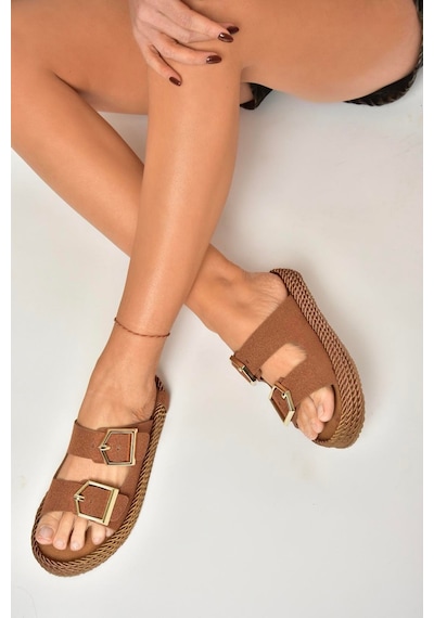 Fox Shoes U596030202 Taba Süet Kadın Terlik Taba