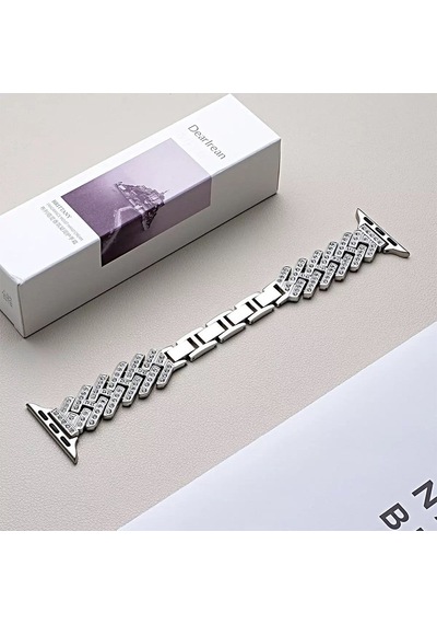 Apple Uyumlu Watch  44/45/46/49mm Kordon Taşlı İnce Metal Kordon 103 2/3/4/5/6/se/7/8/9/10/11/ultra