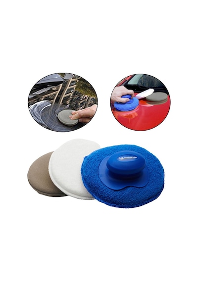 Michelin Mc3510 3 Parça 130mm Velkro Cırtlı Mikrofiber Oto Yıkama, Parlatma Ve Cila Süngeri