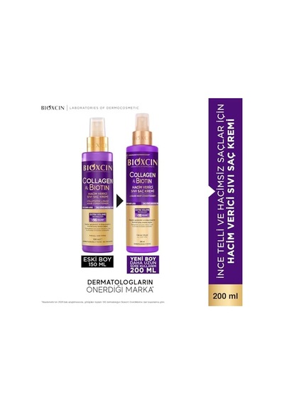 Bioxcin Collagen & Biotin Ekstra Hacim Sıvı Saç Kremi 200 Ml - İnce Ve Seyrek Saçlar