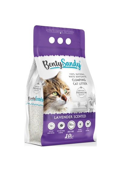 Bentysandy Lavanta Kokulu Kalın Taneli Bentonit Kedi Kumu 10 L