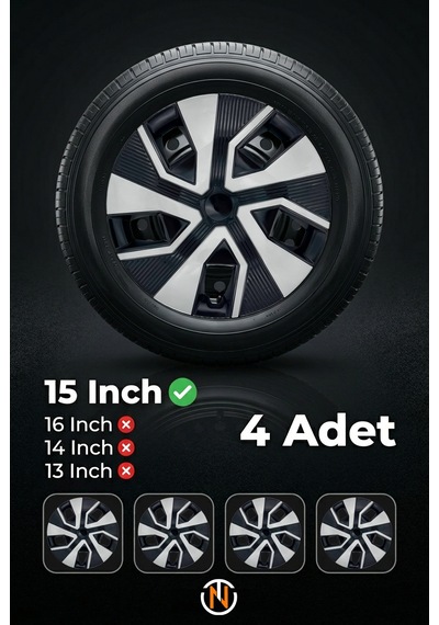 Chevrolet Aveo 15 İnç Jant Kapağı Takım Siyah Gri C113