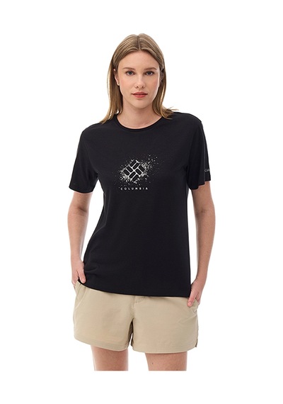 Columbia Csc W Splattered Ss Tee Kadın Yuvarlak Yaka Tişört Siyah Cs0490