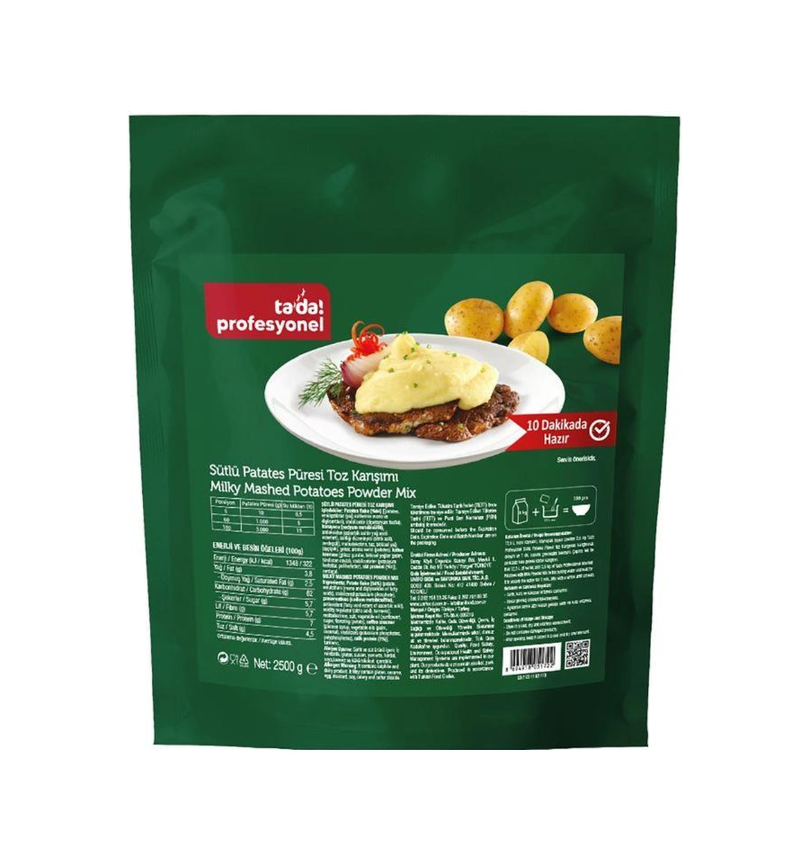 Tada Profesyonel Sade Sütlü Patates Püresi 2,5 Kg