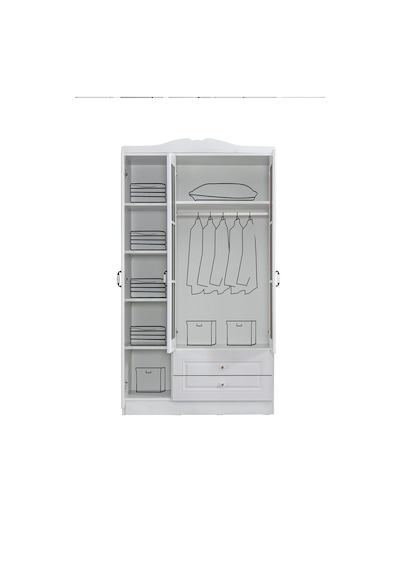 Gardırop, Country West Mdf Ön Yüzeyli 3 Kapılı Dolap - Beyaz Ahşap