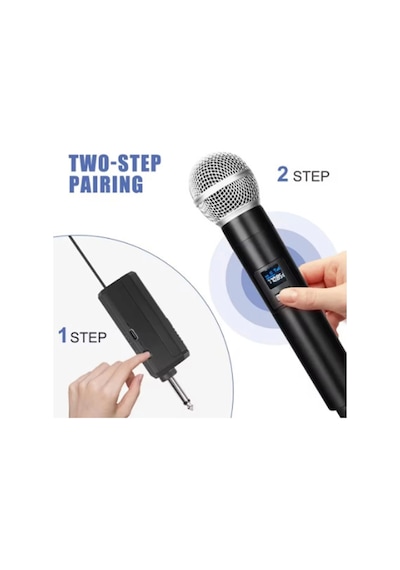 Vtn-508 Profesyonel Çiftli Kablosuz Mikrofon Seti Karaoke Şarj Edilebilir