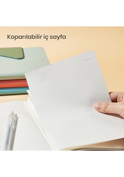 Nusıgn Ens209 A5 Deri Kapaklı Defter 80 G/m² 96 Yaprak Çizgili + Noktalı Pembe