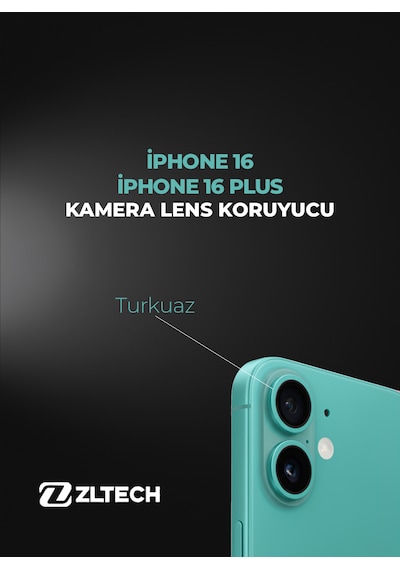 İphone 16/16plus Uyumlu Kamera Lens Koruyucu Turkuaz