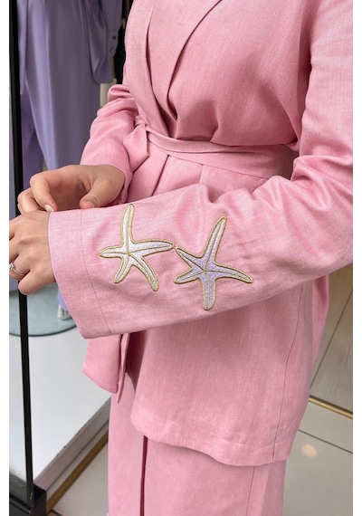 Oe25y939654 Omelya Keten Ceket Pembe