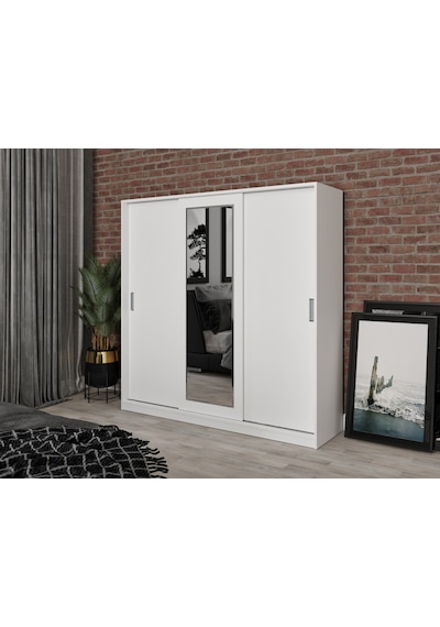 Kznhome 3 Kapılı Sürgülü Aynalı Gardrop Elbise Dolabı - Tamamı 1.