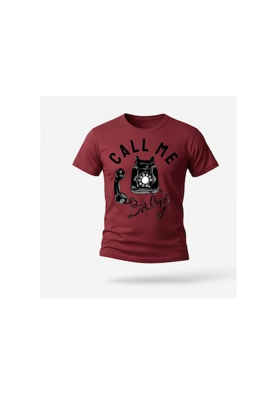 Urbantrendstore Unisex Call Me Oversize Fit Rahat Geniş Salaş T-shirt Günlük Tişört Bordo