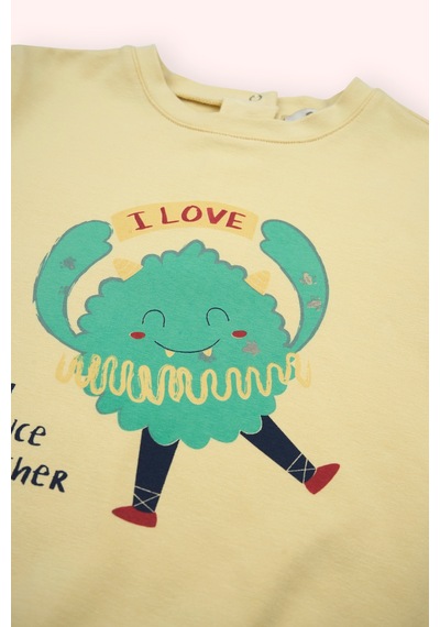 Panço Kız Çocuk Baskı Detaylı T-shirt Sarı