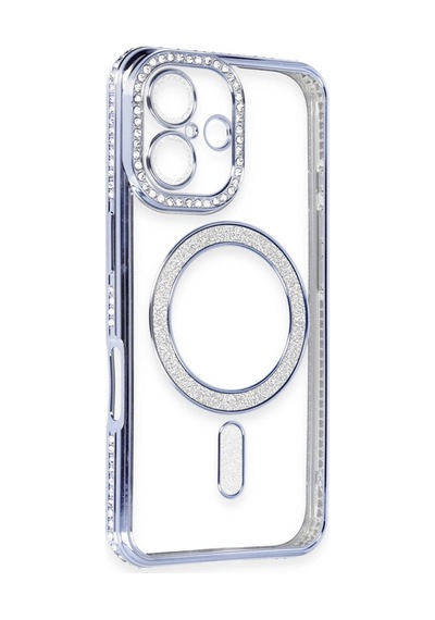 Apple iPhone Uyumlu,  16 Kılıf Joke Simli Magneticsafe Kılıf - Mavi
