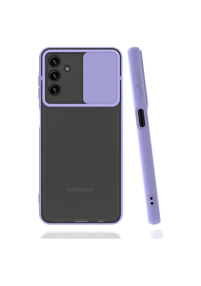 Noktaks - Samsung Galaxy Uyumlu A13 5g - Kılıf Slayt Sürgülü Arkası Buzlu Lensi Kapak - Kırmızı