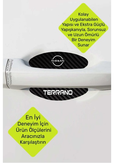 Nissan Terrano İç Kapı Kollarına Özel Karbon Çizik Önleyici Folyo İle Şıklık Ve Koruma Terrano Yazılı 4 Adet