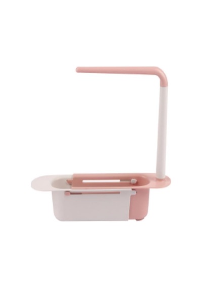 Cx7evy01 Teleskopik Evye Düzenleyici Ayarlanabilir Lavabo Organizer Sepetli Raf Pembe Diğer