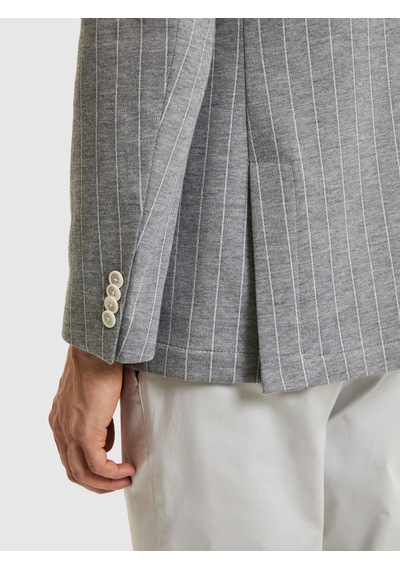 Cacharel Açık Gri Slim Fit Çizgili Yün Karışımlı Ceket Cacharel Açık Gri Slim Fit Çizgili Yün Karışımlı Ceket