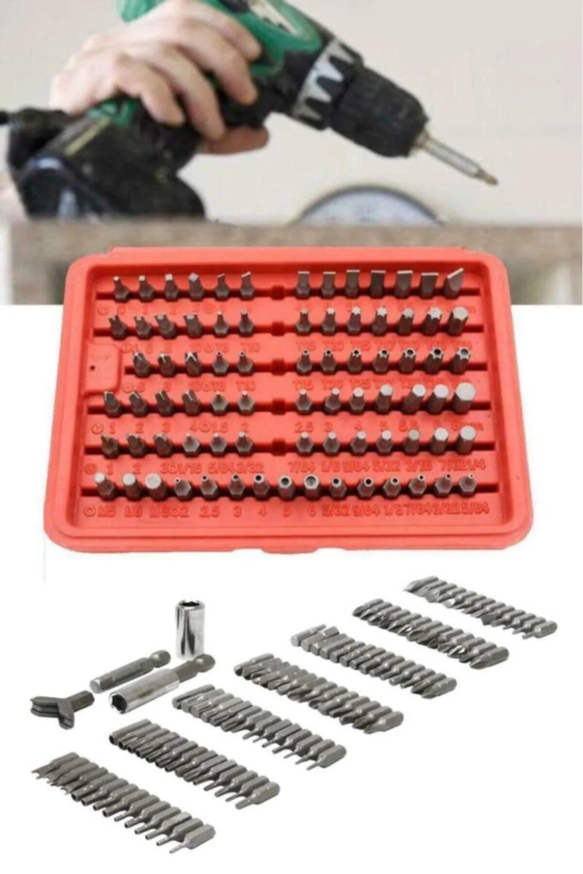 100 Parça Cr-v Çelik Bits Uç Seti Torx Hex Düz Yıldız Y Model Delikli Uçlar
