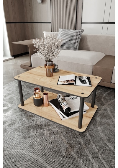 Dekoratif Mdf Masivo Orta Sehpa 70x42 Dikdörtgen Safir Meşe Meşe